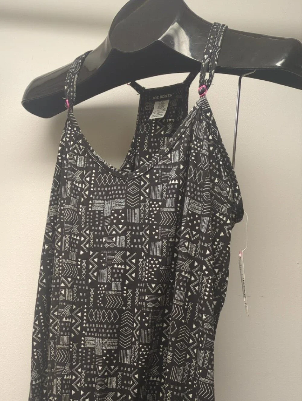 Joe Boxer XL Black, White Geometric Spaghetti-Strap Drop Waist Tulip Romper
